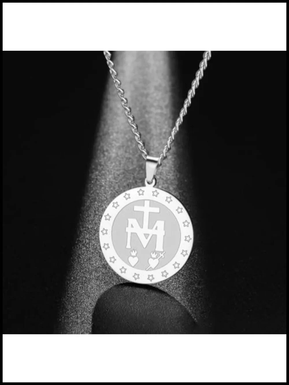 Virgin Mary Medal Necklace Stainless Steel Religious Pendant Catholic Jewelry